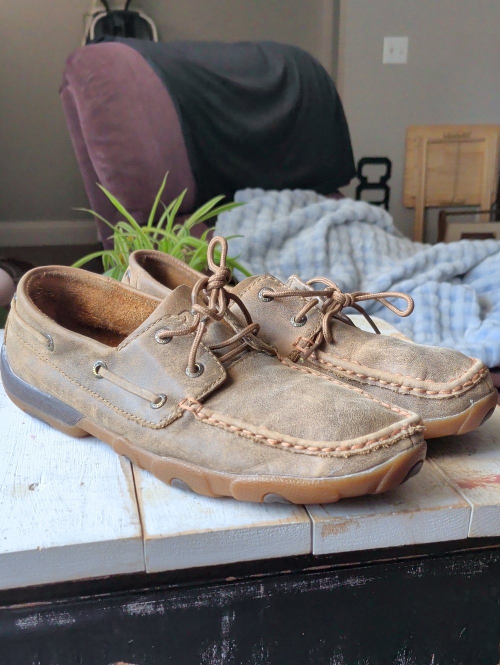 Twisted X Men’s Tan Suede Boat Moccasins